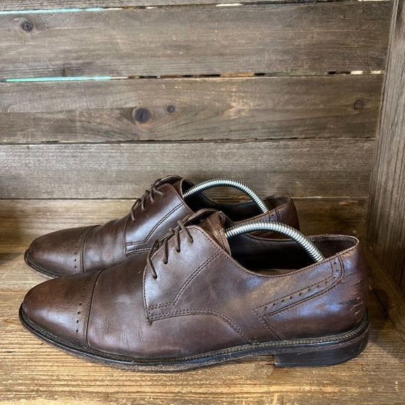 Mens Johnston & Murphy Brown Leather Cap‎ Toe Brogue Dress Shoes Size 10 M GUC main image 5